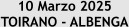 10 Marzo 2025  TOIRANO - ALBENGA